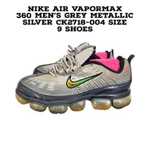 Nike Air Vapormax 360 Men's Grey Metallic Silver CK2718-004 Size 9 Shoes